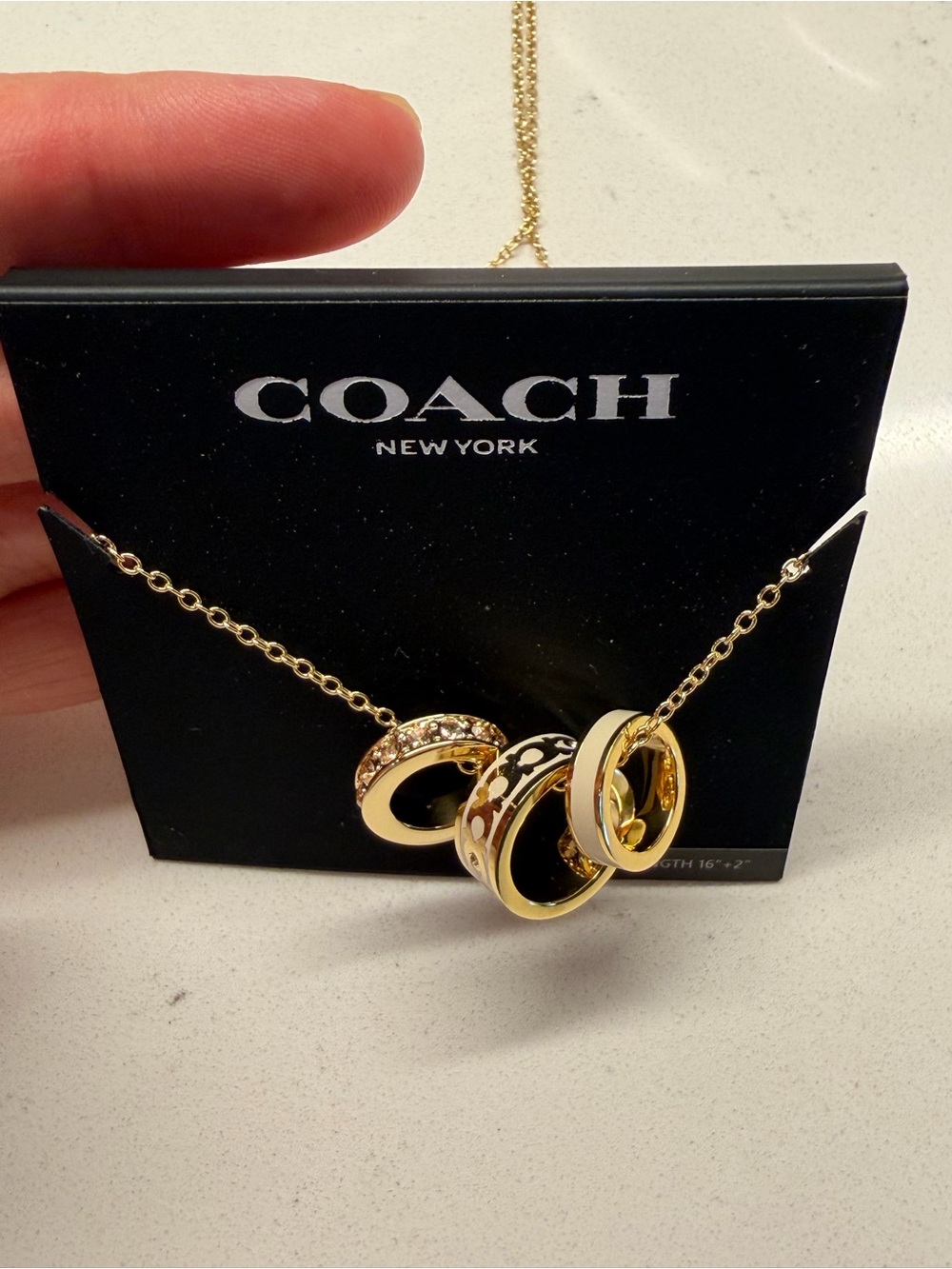 Coach Removable 3 Ring Gold Necklace